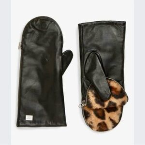 SOIA & KYO Brand New Luxury Leather Leopard Mittens- Rare find.